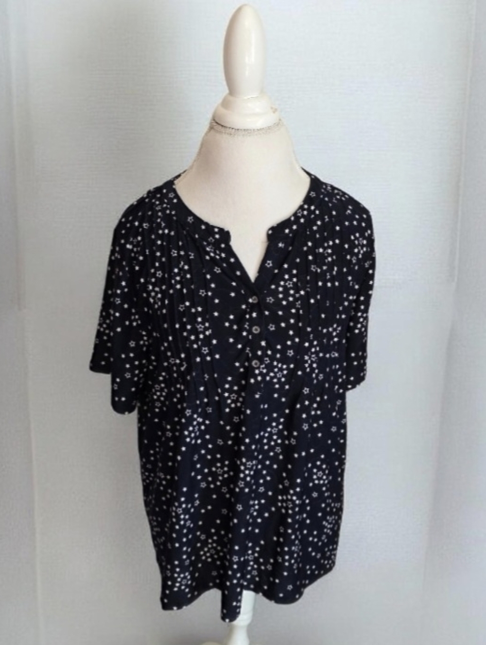 🌃 Blue Star-Print Short Sleeve Blouse